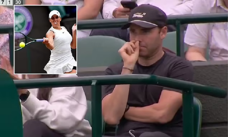 Madison Keys' fiance caught by TV cameras during disgusting act at Wimbledon... as commentator urges: 'Get the camera off him!'